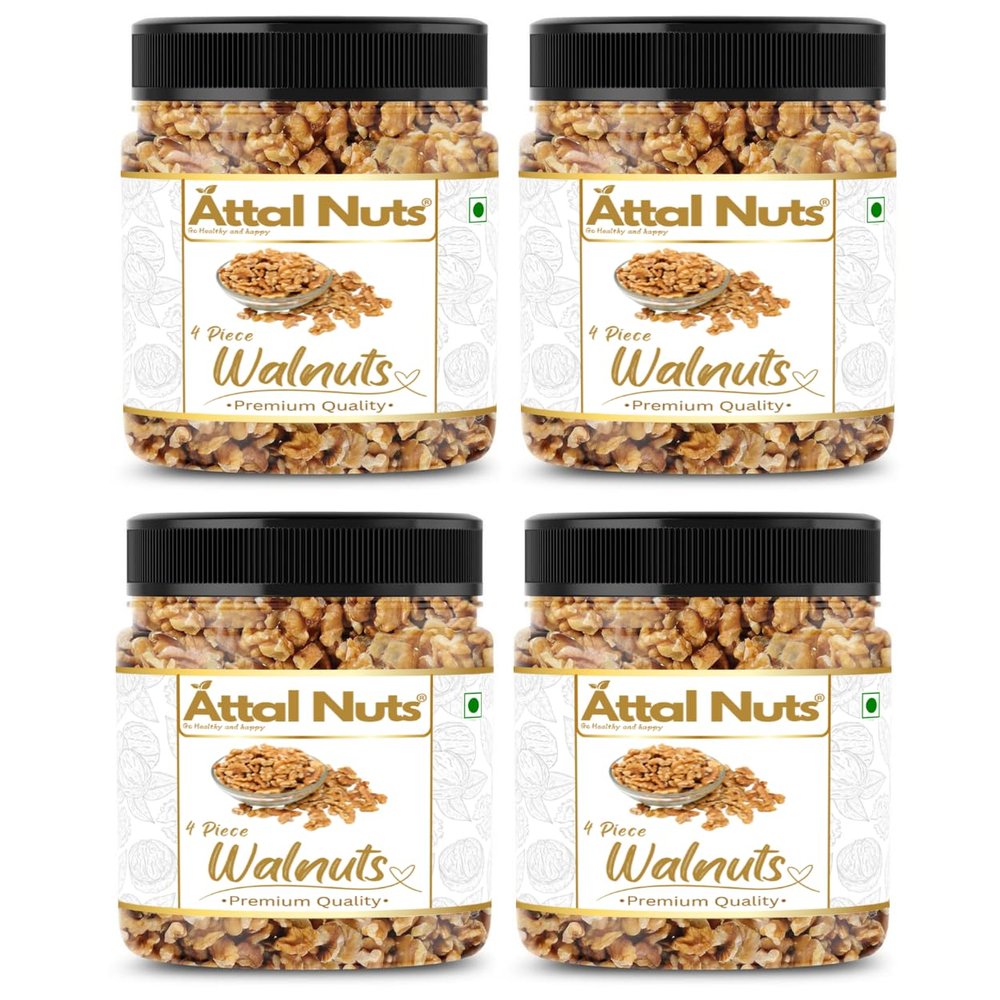 Attal Nuts Walnut Broken Split Into 4pcs Akhrot Broken Naturally Crunchy & Tasty Dry Fruit for Snacking & Cooking (Pack of 4-400gram)
