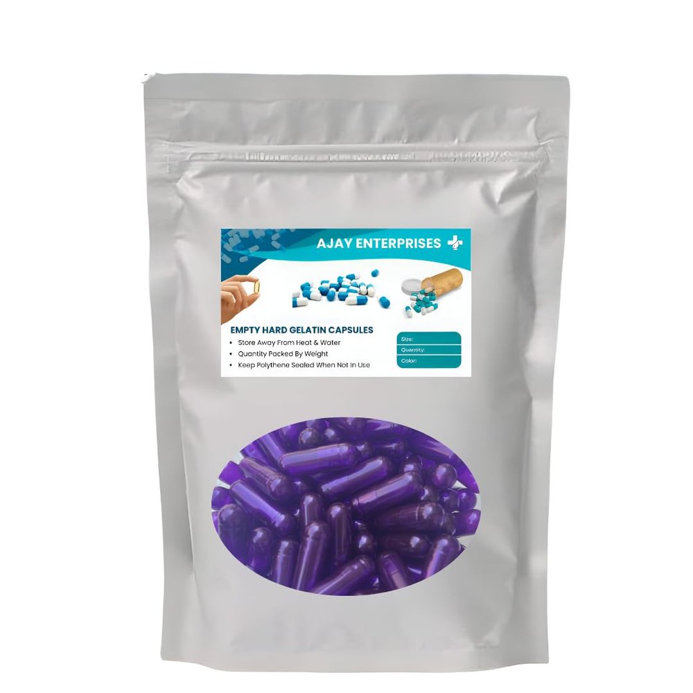 Ajay Enterprises Gelatin Empty Capsules SIZE 0 (500 MG) (PACK OF 1000) (METALLIC PURPLE, SIZE 0 (500 MG))