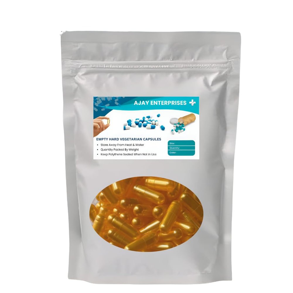Ajay Enterprises Vegetarian Empty Capsules SIZE 0 (500 MG) (PACK OF 1000) (METALLIC YELLOW, SIZE 0 (500 MG))