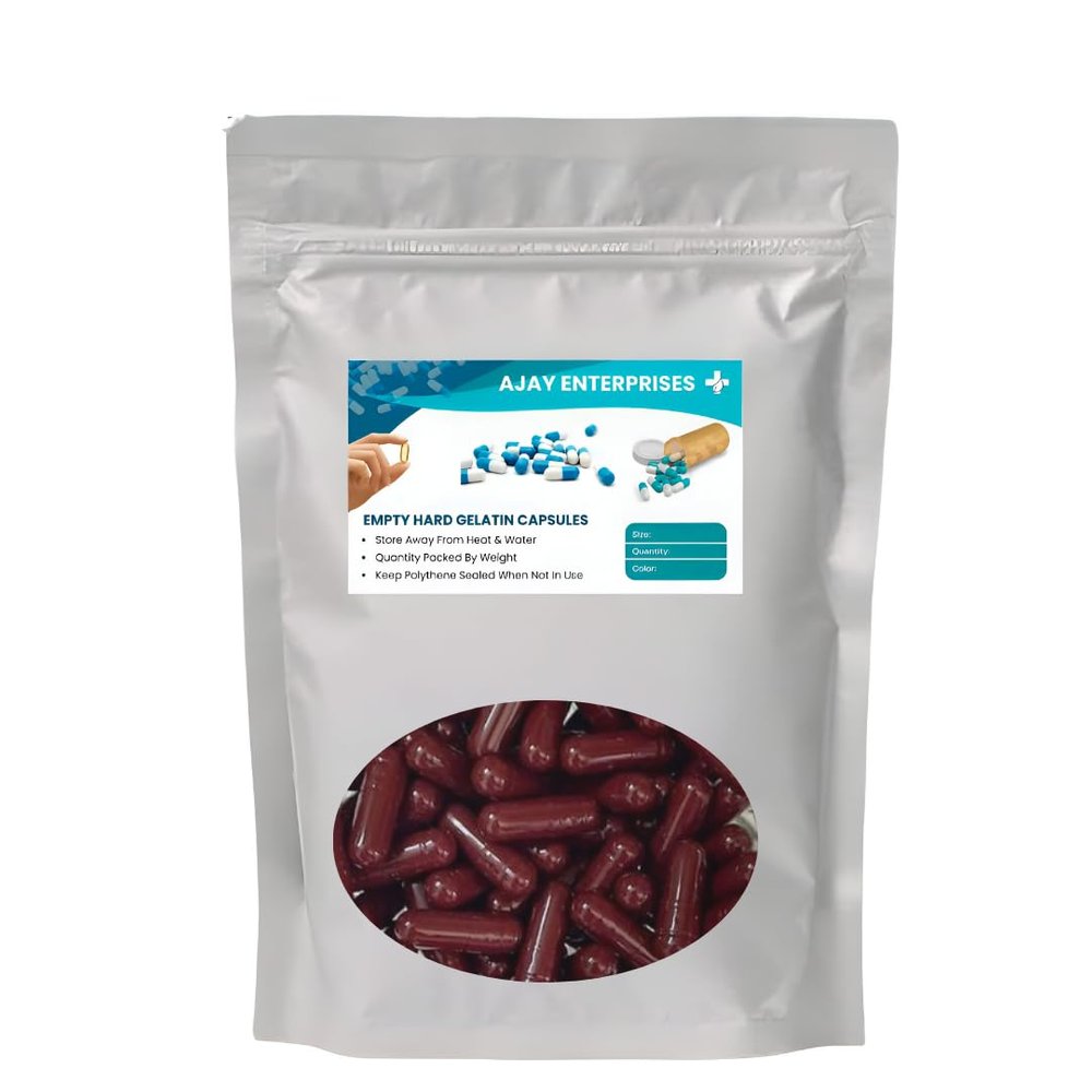 Ajay Enterprises Empty Gelatin Capsules, SIZE 2 (250 MG) (PACK OF 1000) (Maroon, SIZE 2 (250 MG))