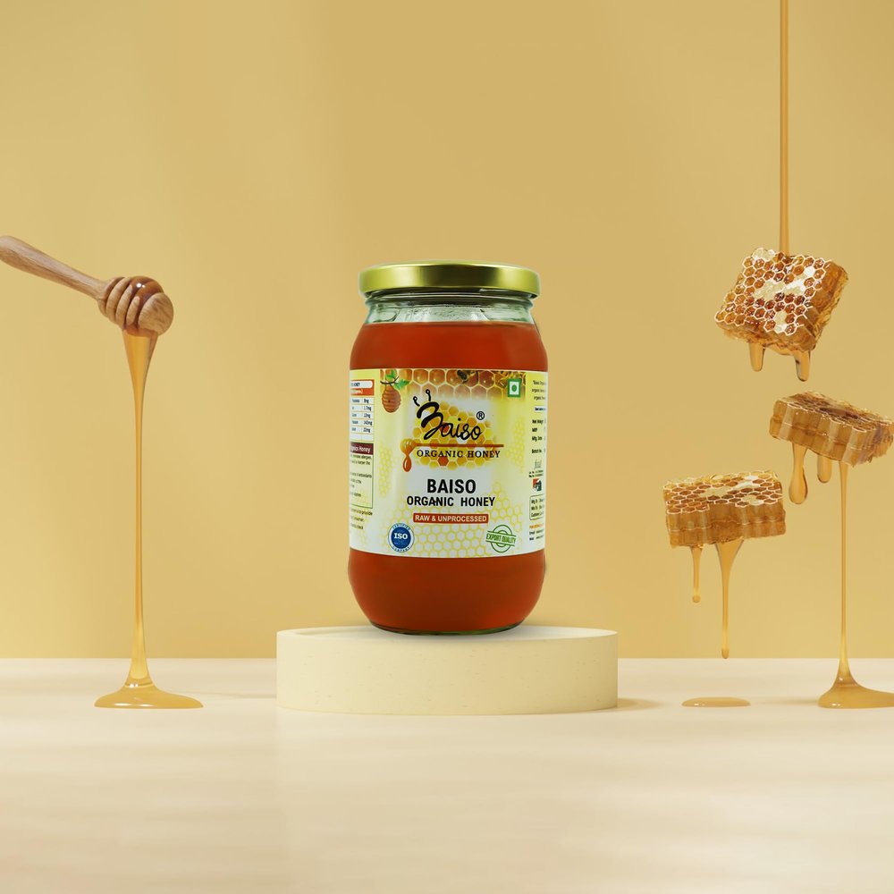 Baiso Organics Raw Multiflora Honey  100% Pure, Unprocessed, Natural Flavor, Rich in Vitamins and Minerals, (500g)