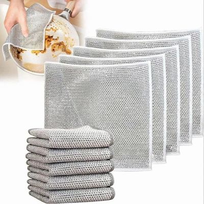 HerbiCrop Non Scratch Wire Dish Cloth Pack(10), Steel Scrubber for Utensils Cleaning, Multipurpose Wet and Dry Cleaning, Stainless-Steel Dish Wash Scrubber for Washing Dishes, Sinks,