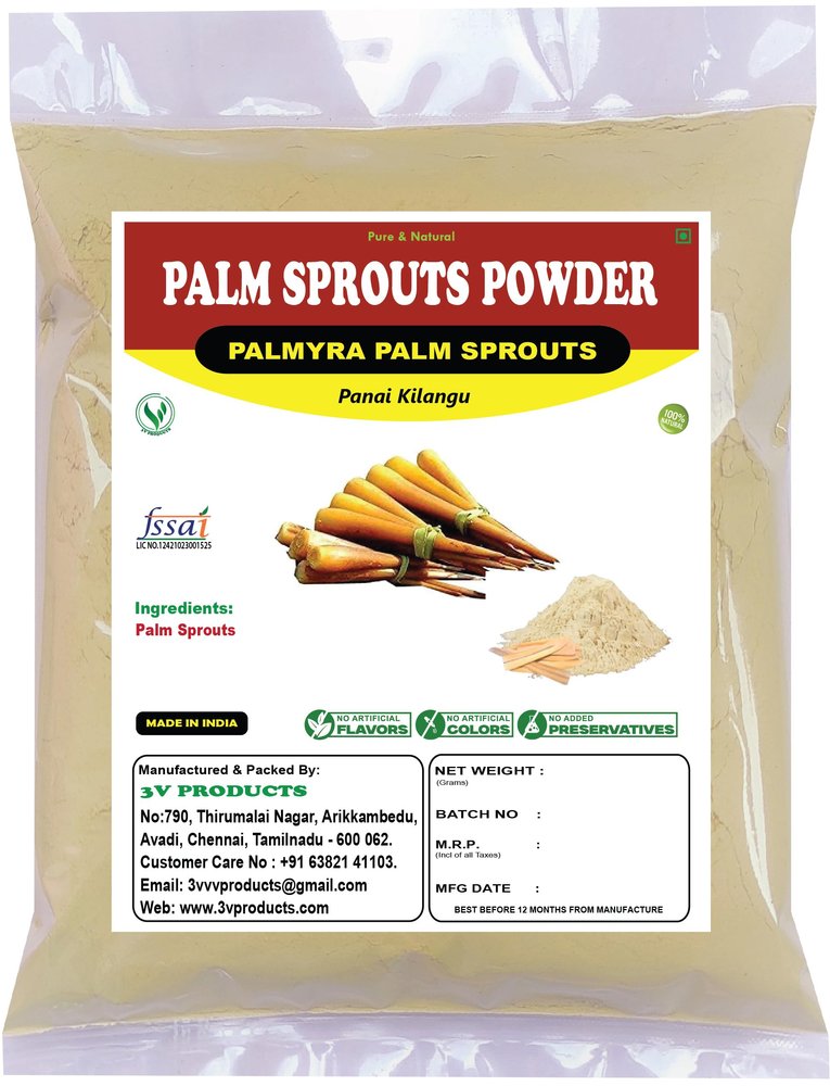 3V PRODUCTS Palmyra Sprouts Powder - Pack of 2x100g - Palm Sprouts | Palmyra Tuber | Odiyal Rare | Panai Kilangu | Pana Kilangu