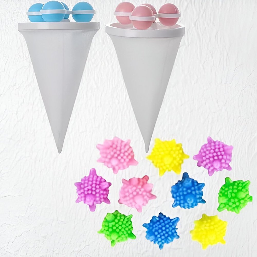TOPSELLERS 2 Pcs Washing Machine Floating Lint Mesh Bags And 10 Pcs Reusable Laundry Dryer Balls Set- Hair Catcher, Lint Trap, And Eco-Friendly Dryer Balls (Multicolor)