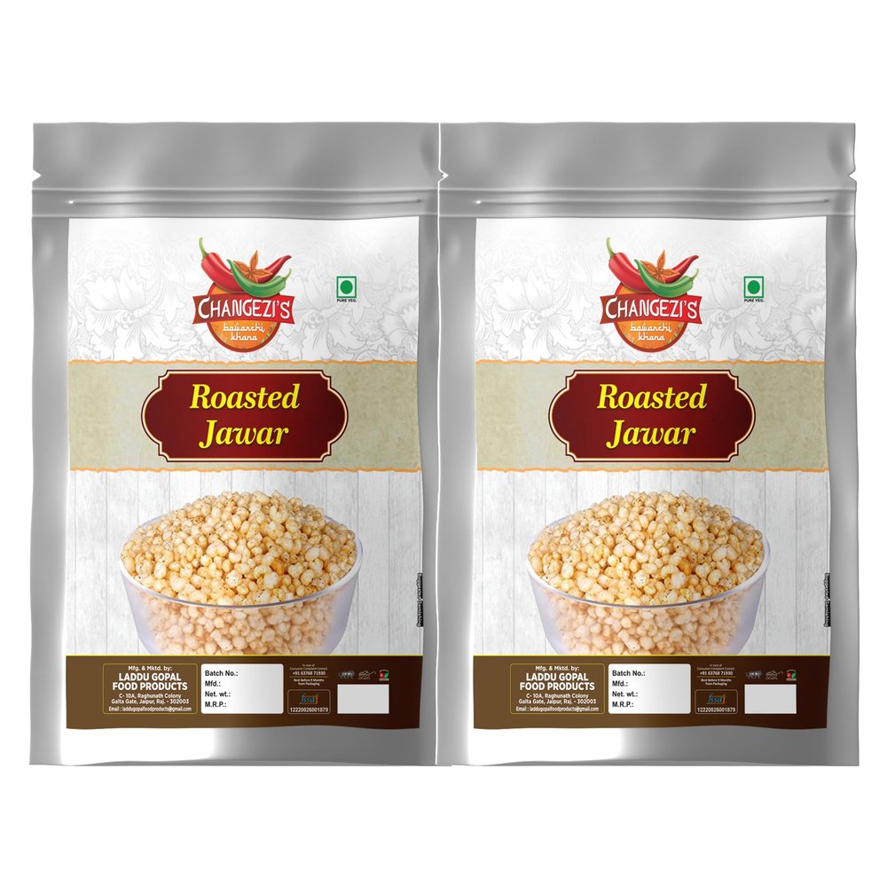 CHANGEZI'S bawarchi khana-Holi Festive Selection roasted jowar-Special Salted Jowar Puffs Gluten Free, Palm Oil Free, Baked Not Fried|Jowar KURMURA MURMURA -1Kg*2Pack With Free Holi water balloons