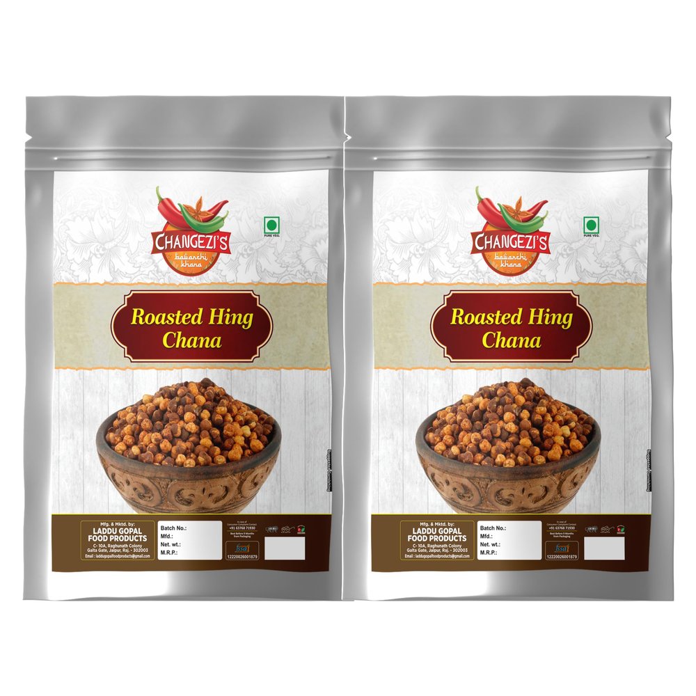CHANGEZI'S bawarchi khana-Holi Festive Selection masala chana Diabetic Snack-Roasted Hing Jeera Flavoured Chana Desi Chana|Roasted Plain Hing Chana-850g*2Pack With Free Holi water balloons