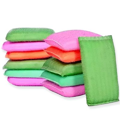 GUDSTICK Sponge & Plastic Kitchen Scrubber for Dishes Utensils & Tiles Cleaning  Heavy Duty Scouring Pad  Multi-Purpose Scrub Pads  Pack of 12 (Multicolor)