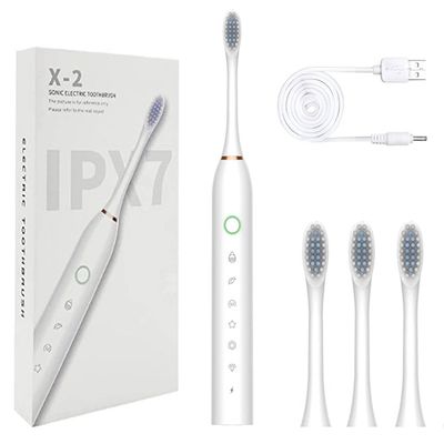 CLICKSWIFT Rechargeable Electric Toothbrush USB, Teeth Cleaning Tools, Waterproof Toothbrush, Electric Toothbrush For Woman with 3 Tooth Brush Head & 1 USB, Multicolour, 1 Pcs