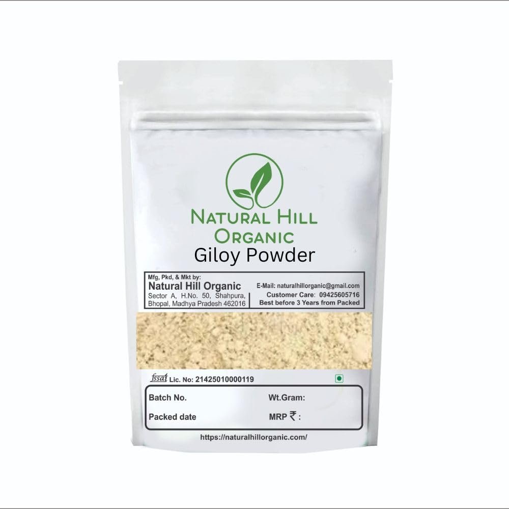 Natural Hill Organic Giloy Powder-50g-Herbal Supplement for Daily Vitality & Body Balance-FSSAI Certified-Natural-No Preservatives-