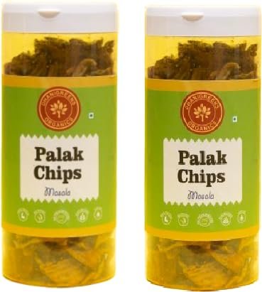 Dhanigreens Organics Crunchy Baked Palak Chips Masala Flavour 150gm (Pack of 2) | Spinach Chips | Healthy Snack for Kids & Adults | Rich in Fiber & Calcium | Low in Sodium | Gluten-Free | Crunchy and Delicious