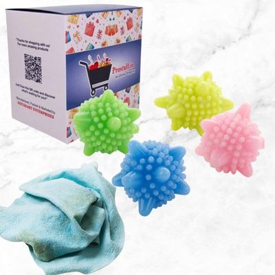 Prostuff.in Laundry Scrubbing Balls || Laundry Dryer Balls Washing Ball || Reusable, Tangle Free, Clothes Softener, Durt and Lint Remover for Washing Machine || Soft PVC, Multicolor 4 Pcs