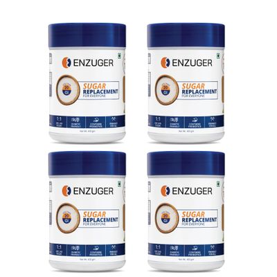 Enzuger 1:1 Sugar Replacement  Natural Low Glycemic Index Sweetener | PCOS & Diabetic-Friendly | No Sugar, No Erythritol, No Artificial Sweeteners, No Aftertaste | Made with Naturally Sourced Ingredients | 400g (Pack of 4)