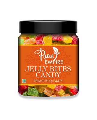 PURE EMPIRE Mixed Fruit Jelly Bites | Colorful Sugar-Coated Candy Balls in Jar | Chewy & Juicy Sweet Treat for Kids & Adults | Ideal for Snacking, Gifting & Parties (250g)