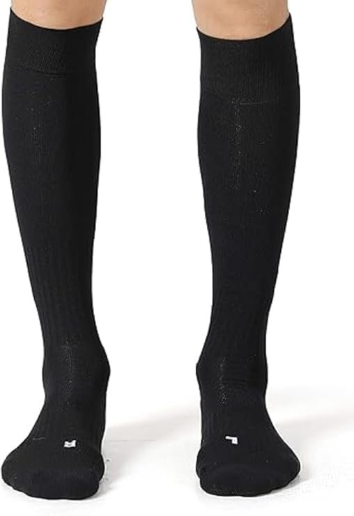 Football Soccer Socks for Men, Youth, Boys Compression Over Knee High Elasticity Performance Athletic Socks (Black, L)