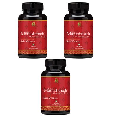 Healthy Nutrition - Just for the Health of it Manjishthadi Veg Supplement for Skin Care | Blood Purifier | (60 Tablets)-Pack Of 3