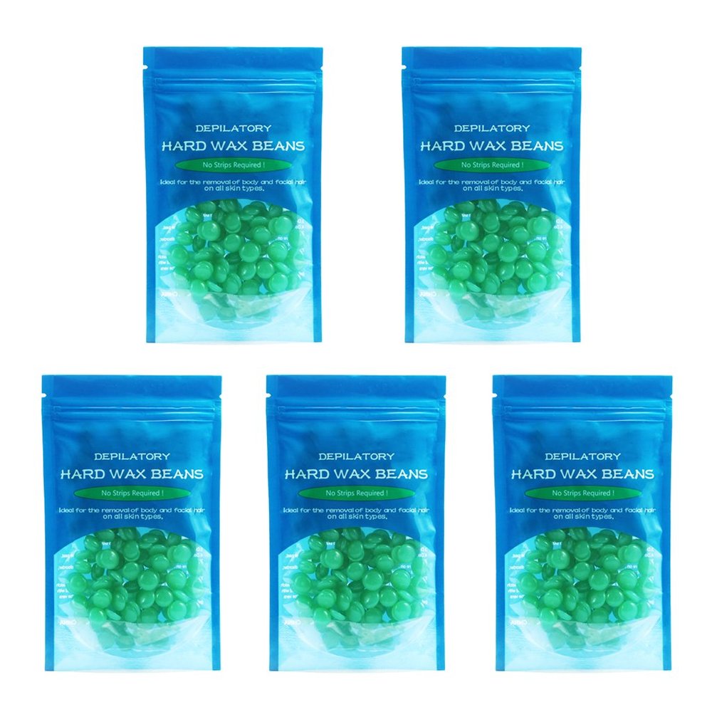 CALANDIS 5 Bags Hot Film Wax Beans Hair Removal Bikini Depilatory Beads Green Tea | Waxing Supplies | Shaving & Hair Removal