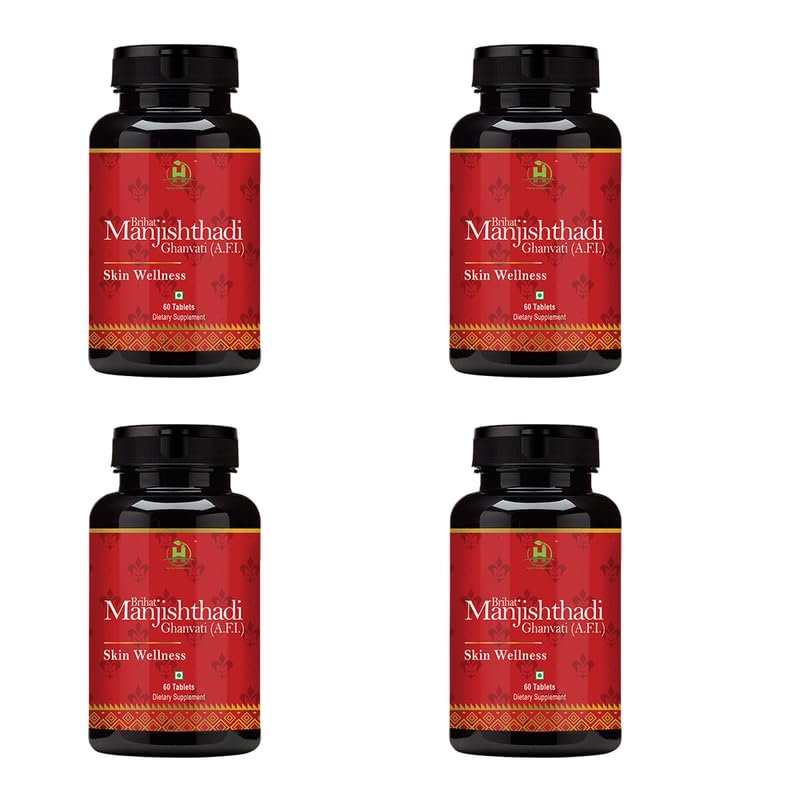 Healthy Nutrition - Just for the Health of it Manjishthadi Veg Supplement for Skin Care | Blood Purifier | (60 Tablets)-Pack Of 4