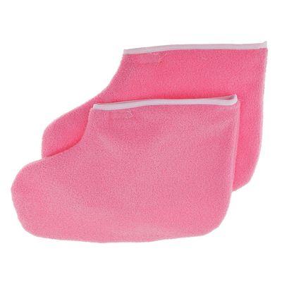 CALANDIS 1 Pair Reusable Pink Thermal Cloth Insulated Booties for Paraffin Wax Heat Therapy Spa Treatments/Self Tanning | Waxing Supplies | Shaving & Hair Removal