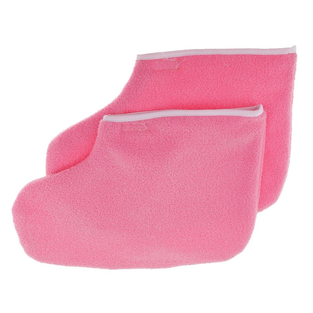 CALANDIS 1 Pair Reusable Pink Thermal Cloth Insulated Booties for Paraffin Wax Heat Therapy Spa Treatments/Self Tanning | Waxing Supplies | Shaving & Hair Removal
