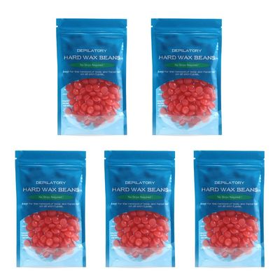 CALANDIS 5 Bags Hot Film Wax Beans Hair Removal Bikini Depilatory Beads Strawberry | Waxing Supplies | Shaving & Hair Removal