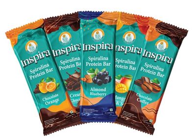 Inspira Spirulina Powered Nutritional Bars Assorted | Pack of 6 x 52g | 9 g Protein | 4.2 g Dietary Fibre | No Artificial Sweeteners Preservatives or Refined Sugar | All Natural Ingredients