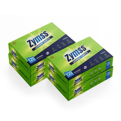ZYMSS Laundry Detergent Sheet 120 Loads | Revolutionary Laundry Sheet For Top Load & Front Load Washing Machine | ENZYME Based formula | NABL Accredited (4-Pack, Scented)