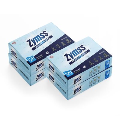 ZYMSS Laundry Detergent Sheet 120 Loads | Revolutionary Laundry Sheet For Top Load & Front Load Washing Machine | ENZYME Based formula | NABL Accredited (4-Pack, Unscented)