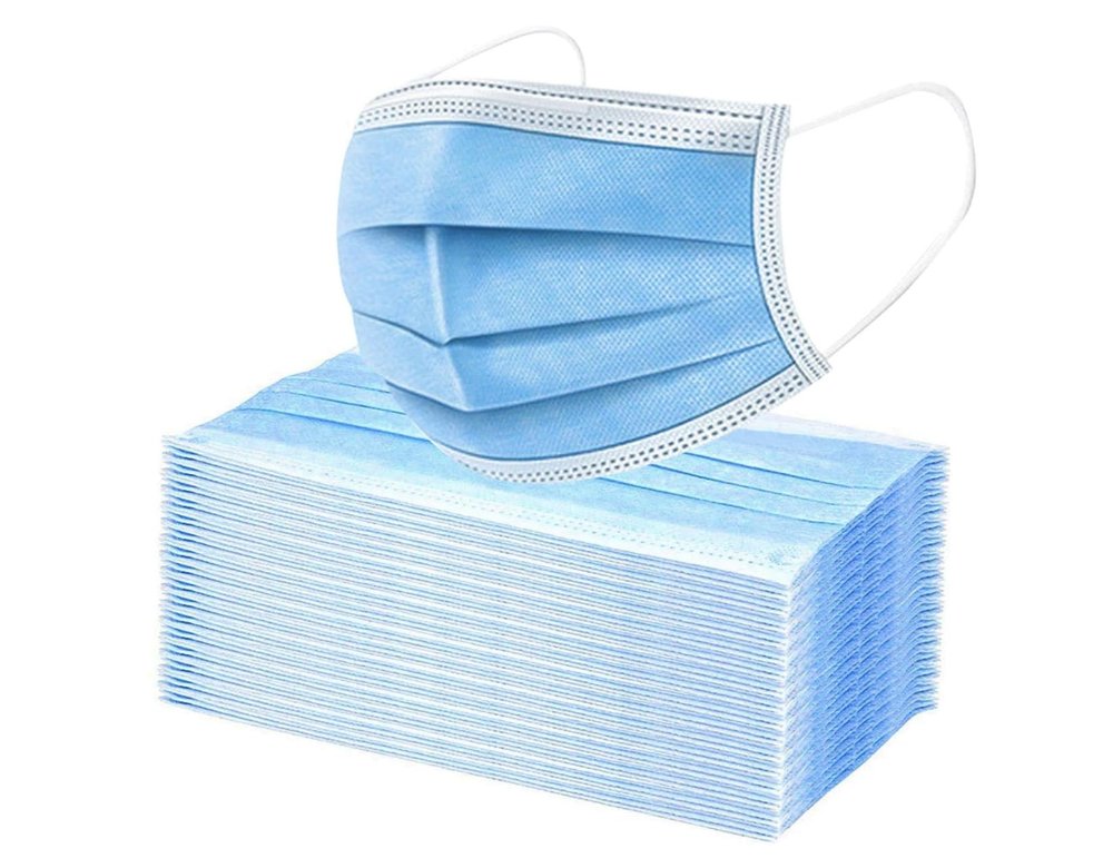 Filixtrue Cotton 3 Ply Mask have Nose Pin Blue, Soft Loops made of premium non woven fabric Pack of 100, Unisex (Blue)
