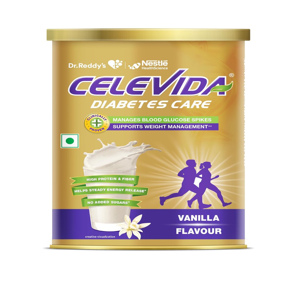 Celevida Diabetes Nutrition I Clinically proven I Helps in 24-Hr Sugar Control I Vanilla Flavor 400g Powder I Plant based protein & Dual blend high fiber I No Added sugar I By Dr. Reddys Nestle Health Science I Tin pack