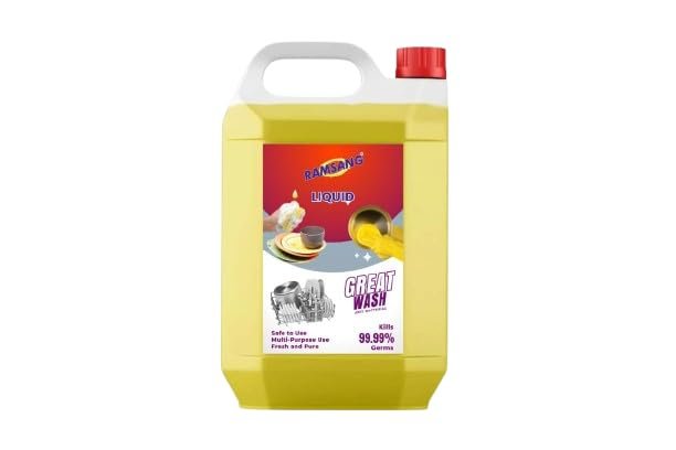 RAMSANG Dish Wash Liquid, 5L, Grease-Cutting Formula, Safe for Dishes, Utensils, Glassware