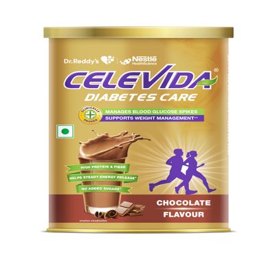 Celevida Diabetes Nutrition I Clinically proven I Helps in 24-Hr Sugar Control I Chocolate Flavor 400g Powder I Plant based protein & Dual blend high fiber I No Added sugar I By Dr. Reddys Nestle Health Science I Tin pack