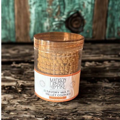 Madison & Pike Savory Multi Millet Gluten-Free Cookies 280 gm| Nutritious, Flavorful, and Perfectly Crisp | Vegan and Healthy