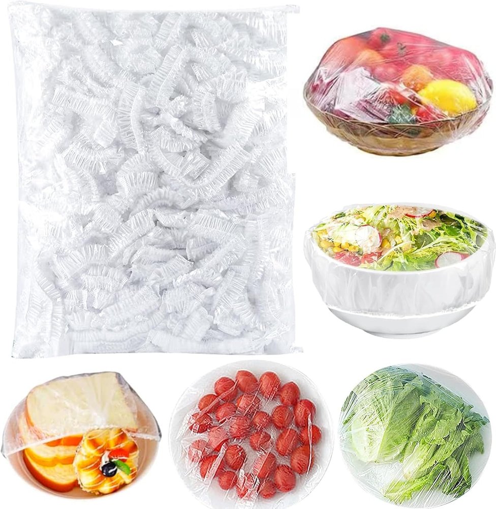 RIPIENO 100 PCS Fresh Keeping Bags, Reusable Elastic Food Storage Covers,Stretch Adjustable Bowl Lids, Universal Kitchen Wrap Seal Bags for Cover Food Vegetables Fridge Storage