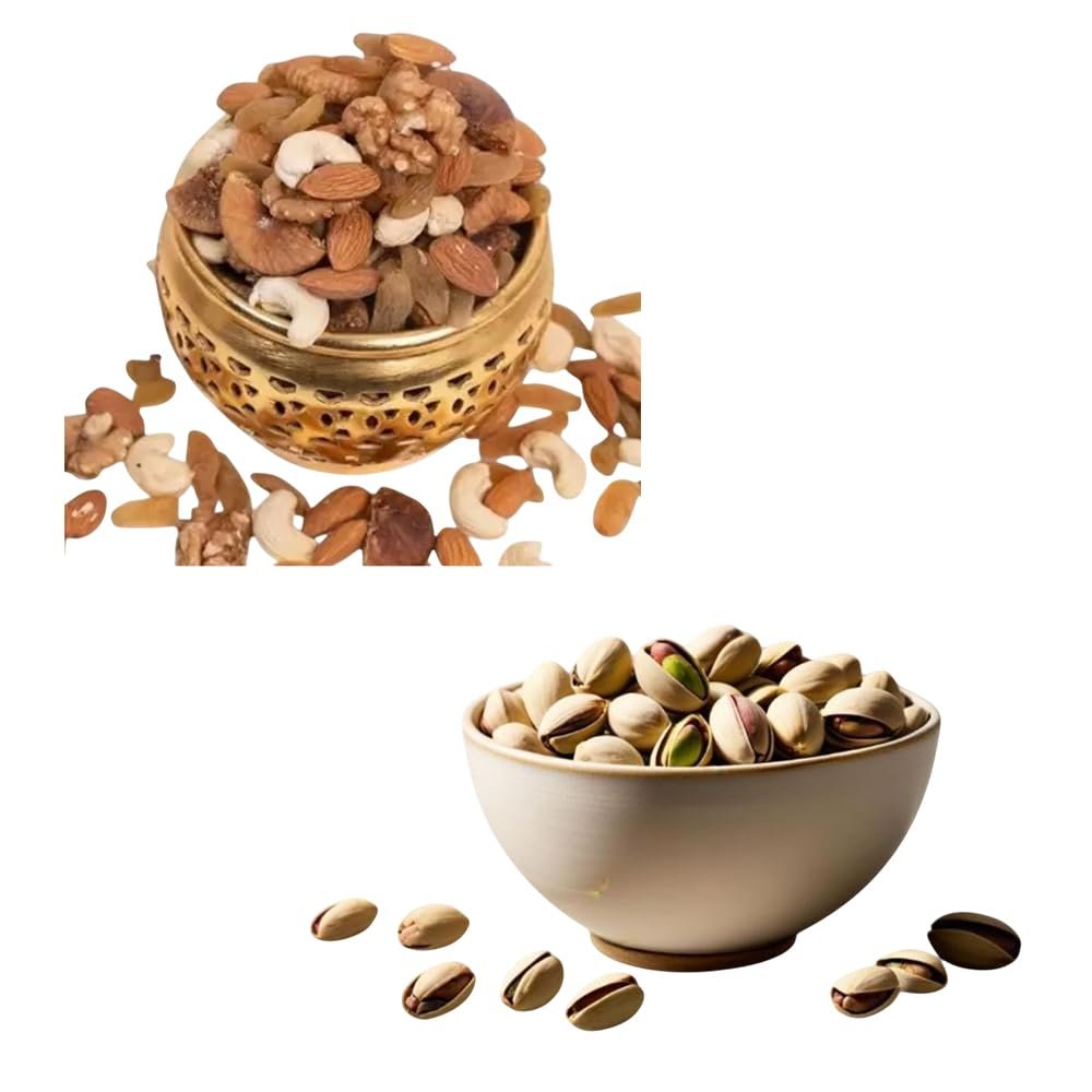 RAJTILAK Dry Fruits Combo Pack of 2 | Panchmeva Mix Dryfruit & Roasted-Salted Pistachio | Panchmeva & Namkeen Pista | Nuts & Dry Fruits | Healthy & Tasty | Pack of 2x500g Each