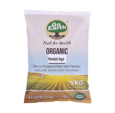 Go Earth Organic Khandsari Sugar | Natural Desi Khand | Raw, Unrefined & Chemical-Free Sugar, 5 Kg
