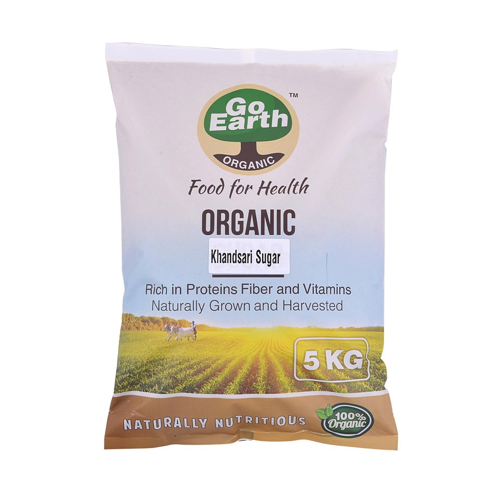 Go Earth Organic Khandsari Sugar | Natural Desi Khand | Raw, Unrefined & Chemical-Free Sugar, 5 Kg