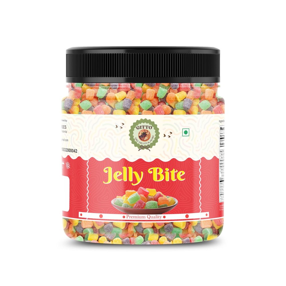 GITTO DRY FRUITS & MORE Jelly Bites | Sugar Coated Jelly Candy | Mix Fruits | Juicy Jellies - Jar Pack (Mix Fruit Jelly (900gm)