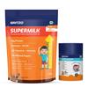 Gritzo SuperMilk Growth+ (Formerly Height+) (7-12y Boys) (Double Chocolate, 800g) with Super Gummies (Natural Orange Flavour, 30 Gummies) | Pack of 2 view 1