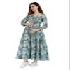 Women's Cotton Fabric V Neck 3/4 Sleeves Floral Printed Maternity Kurti with Side Zipper (Dark Green -M) view 1