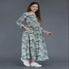 Women's Cotton Fabric V Neck 3/4 Sleeves Floral Printed Maternity Kurti with Side Zipper (Dark Green -M) view 2