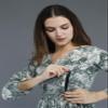 Women's Cotton Fabric V Neck 3/4 Sleeves Floral Printed Maternity Kurti with Side Zipper (Dark Green -M) view 4