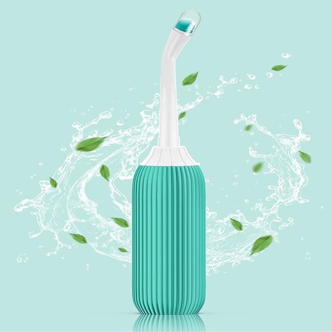 PTSCS 500ML Plastic Retractable Handheld Bidet Portable of Antislip, Bidet Angled Nozzle Spray with Travel Bag (Green)