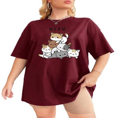 ABSOLUTE DEFENSE Oversize Tshirt Baggy for Women Girl Cotton Latest Casual Blue Maroon Stylish Beige Black Lavender Pink Brown Peach White 299 399 Under
