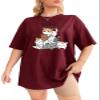 ABSOLUTE DEFENSE Oversize Tshirt Baggy for Women Girl Cotton Latest Casual Blue Maroon Stylish Beige Black Lavender Pink Brown Peach White 299 399 Under view 1