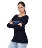 CATE MELBY Tshirt for Womens Full Sleeve Collection for Womens Collection Summer Wear (in, Alpha, S, Regular, Navy) view 3