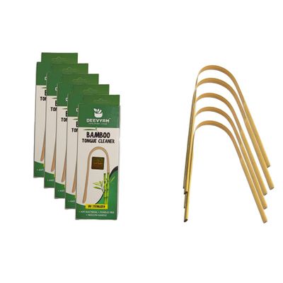 Deevyam Natural Bamboo Tongue Cleaner for Kids & Adults | UV Sterilized I Effectively Cures Bad Breath | Grip Handle | Natural Bamboo Tongue I Pack of 5
