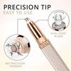 Fexnora 2-in-1 Eyebrow Trimmer for Women - Facial Hair Remover Machine For Women - Eyebrows, Face,Upper Lips,and Nose Hair Remover, USB RECHARGEABLE Epilator With Indicator Light (Gold Colour) view 3