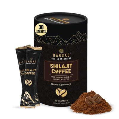 Bargad Premium Shilajit Instant Coffee | Pre Workout | Black Coffee | For Men and Women | Energy, Focus & Stamina Support | Adaptogenic Wellness Drink | 30 Sachets | Arabica Medium Roast with 75% Fulvic Acid