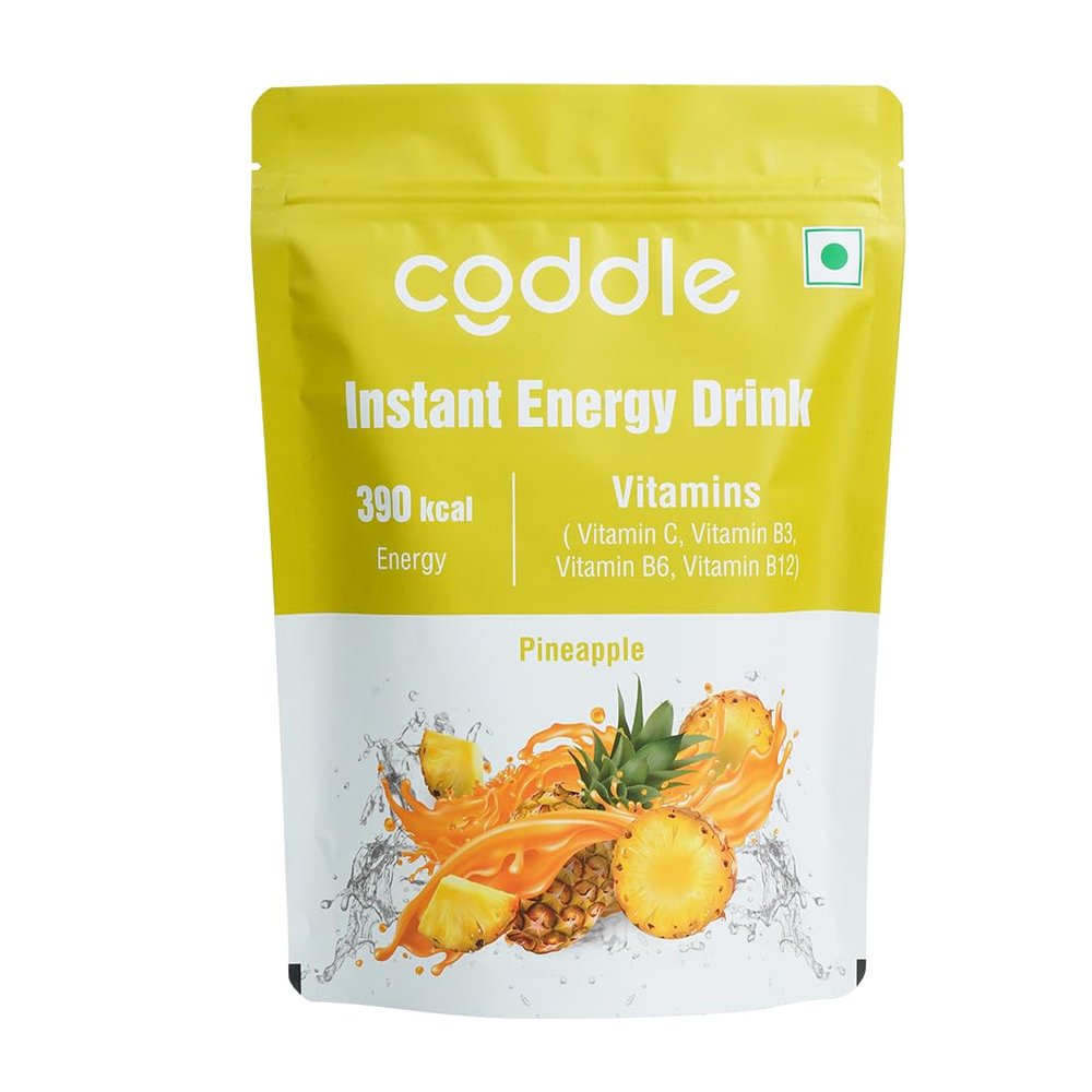 Coddle Pineapple Instant Energy Drink Powder | 900g Refill Pack | Vitamin C, B3, B6 & B12 | Refreshing Pineapple Flavour | Instant Hydration & Energy | Immunity Booster (Pack of 1)