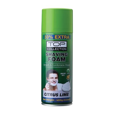 Top Collection Shaving Foam - Citrus Lime, 400g | Enriched with Aloe Vera and Vitamin E